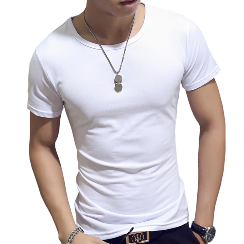 Men's T-Shirt, Round Neck Short Sleeve Solid Color Casual Slim Tees