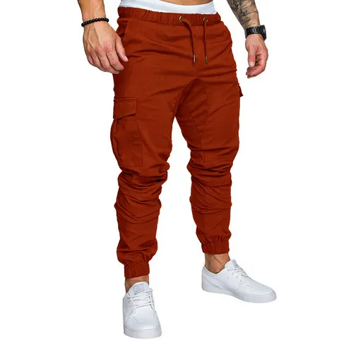 Men’s Casual Sweatpants Solid Color Drawstring Trousers with Pockets