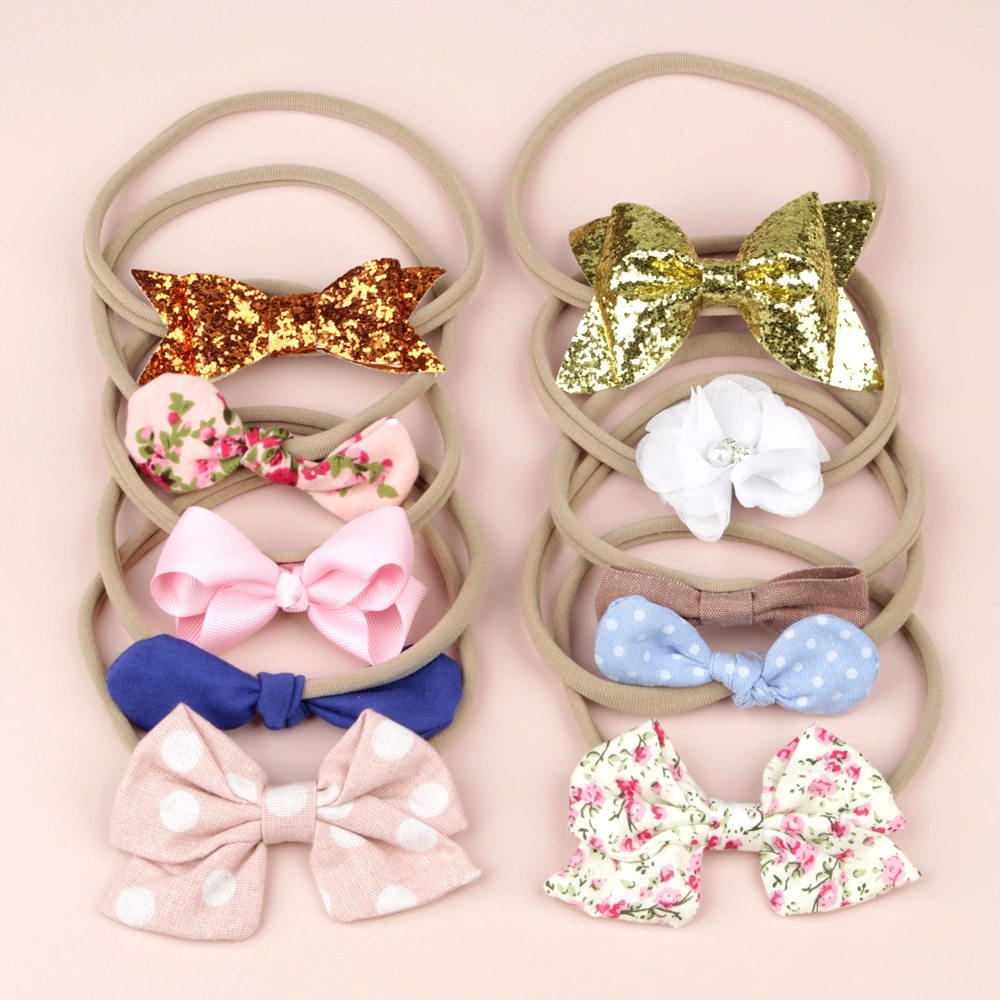 10PCS Baby Headbands, Soft Stretchy Headbands, Flower Patchwork Hair Accessories