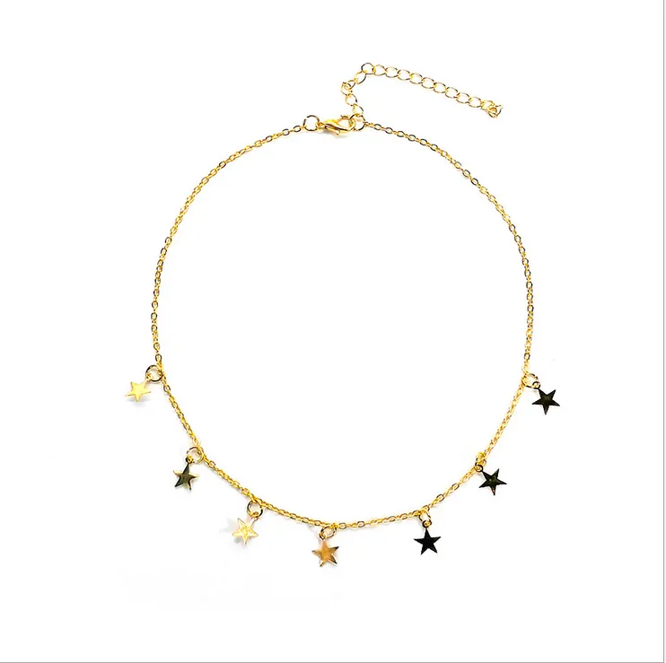 Female Star Pendant Necklace, Clavicle Gold/Sliver Casual Choker