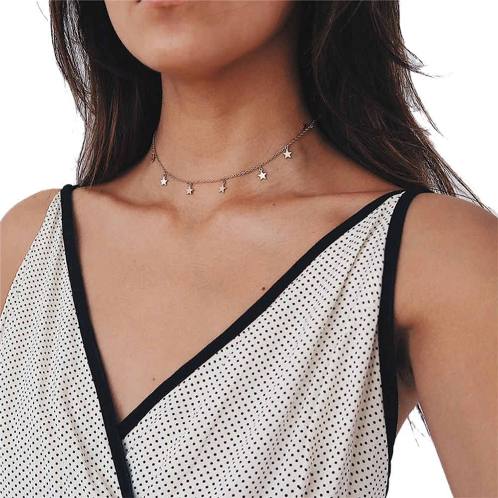 Female Star Pendant Necklace, Clavicle Gold/Sliver Casual Choker