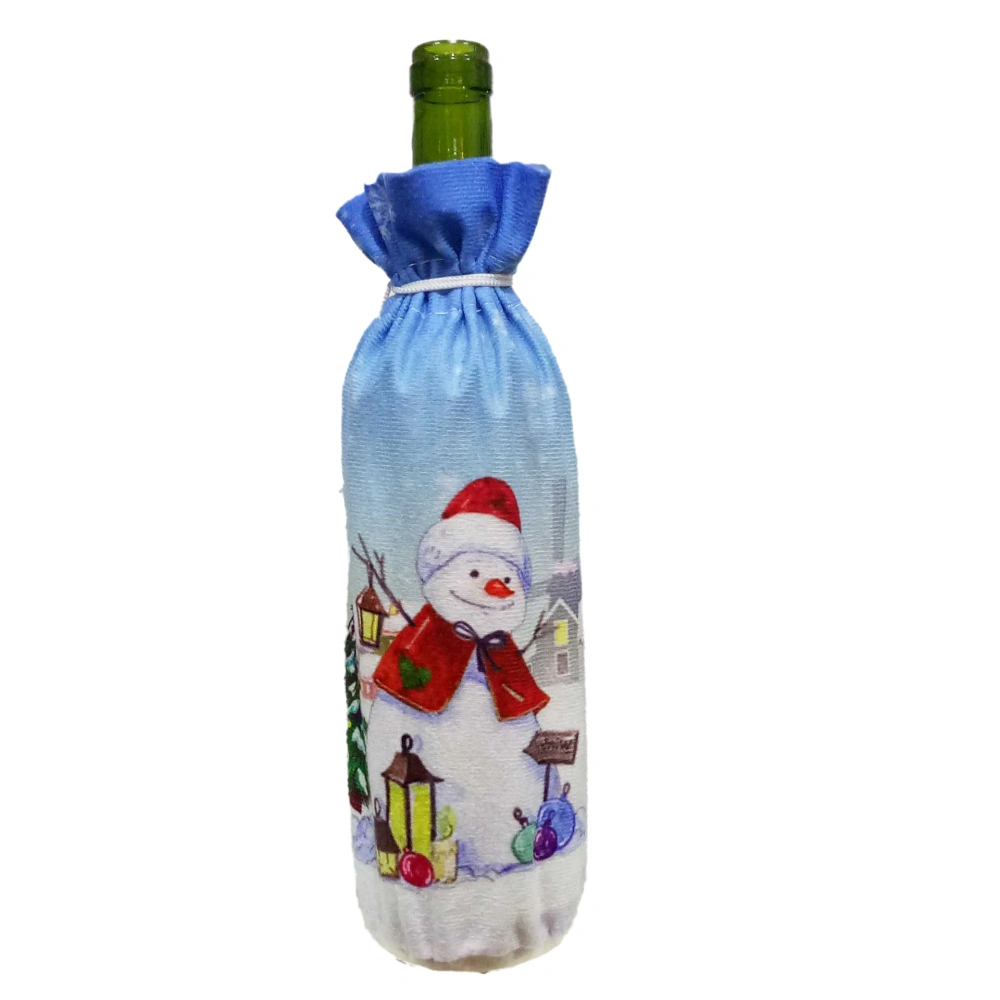 Christmas Red Wine Bag, Snowman/Santa/Elk Printed Wine Bottle Bag Decoration