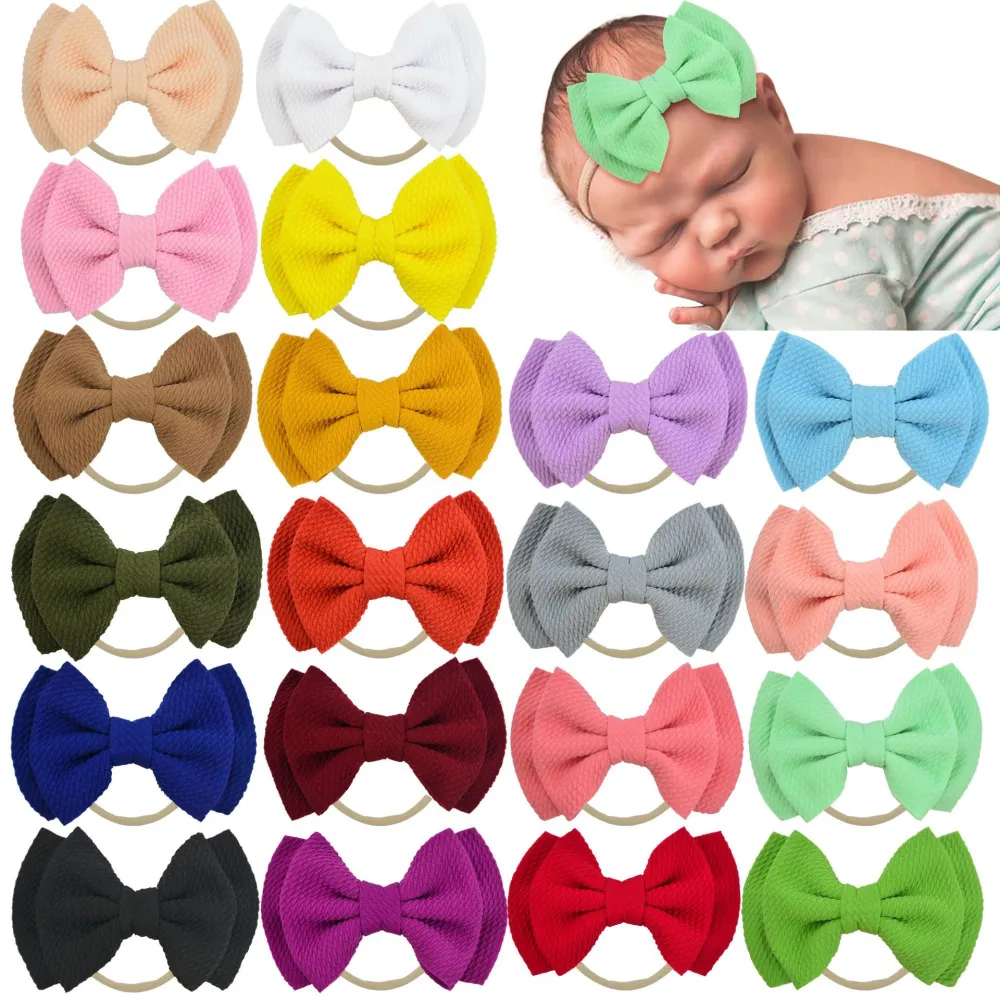 Toddler Baby Girls Headbands Double Bow Elastic Headwear 14 Colors