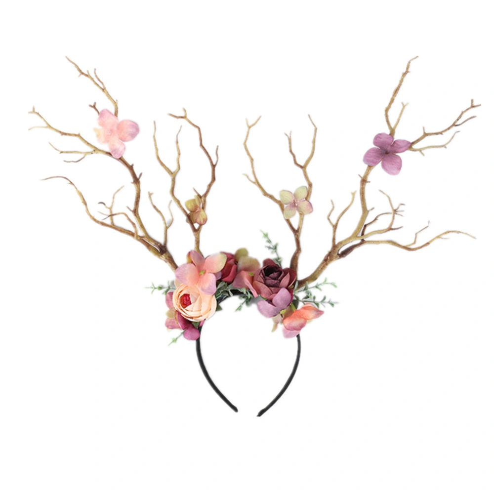 Women Christmas Decorative Hairband, Party Tree Branch Flowers Hair Hoop