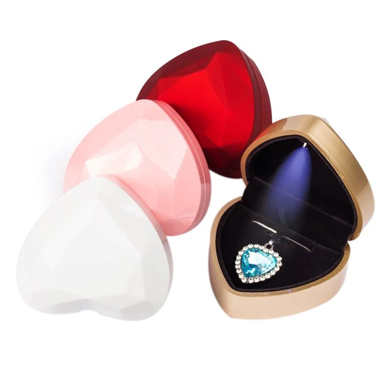 Heart Shape Ring Box with LED Light Creative Jewelry Organizer