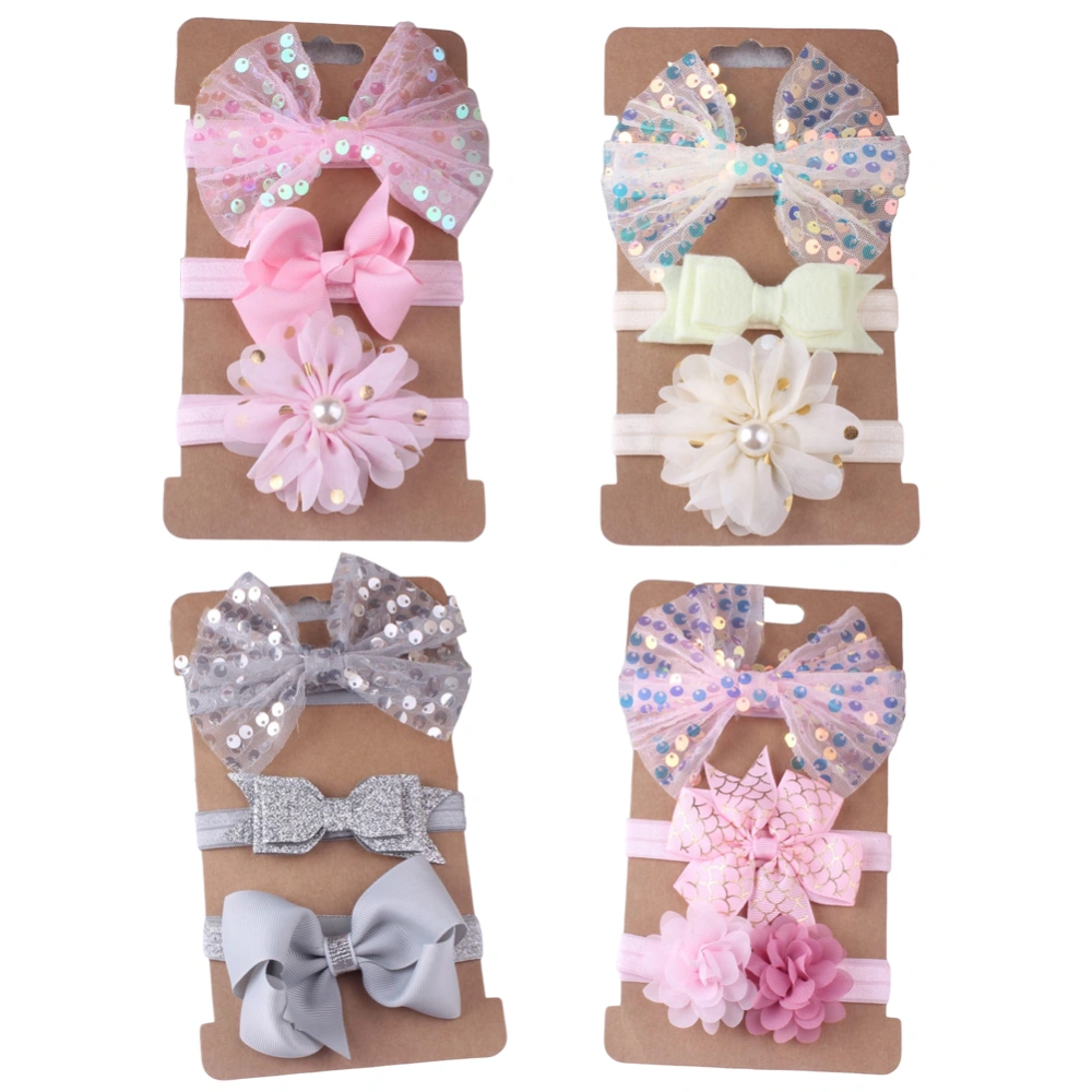 1* 3-Piece Headband
    Sequin Cloth
    Bow / Flower
    Light pink / Beige / Gray / Color pink