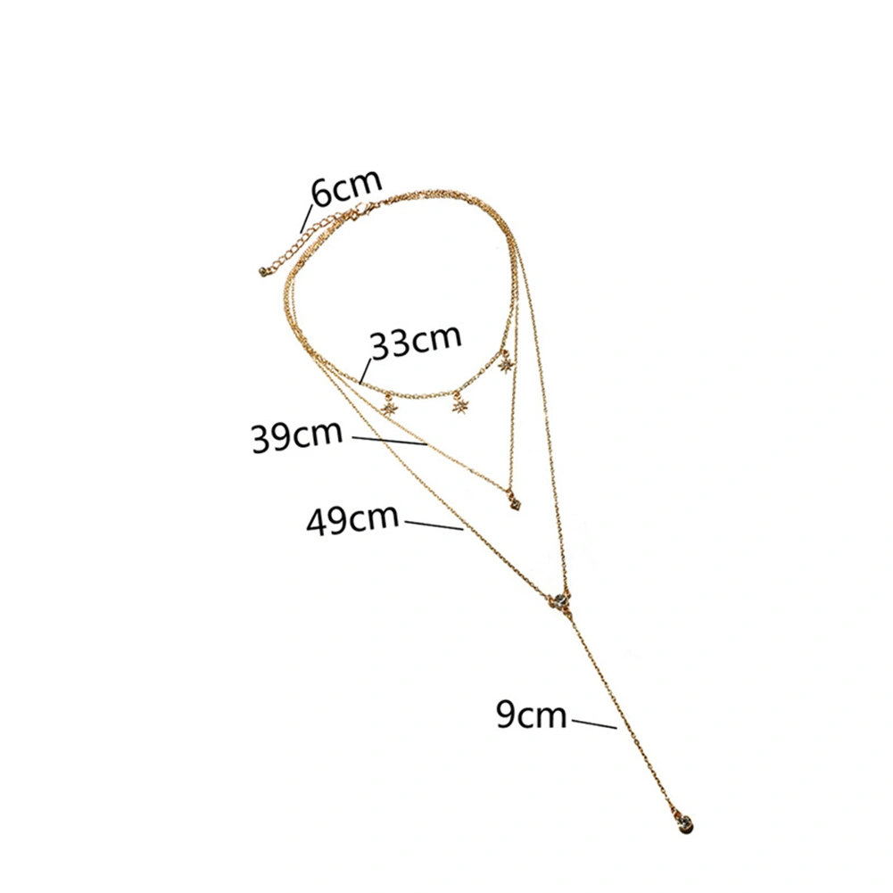 Female Simple Multilayer Necklace, Long Link Chain Party Star Necklace