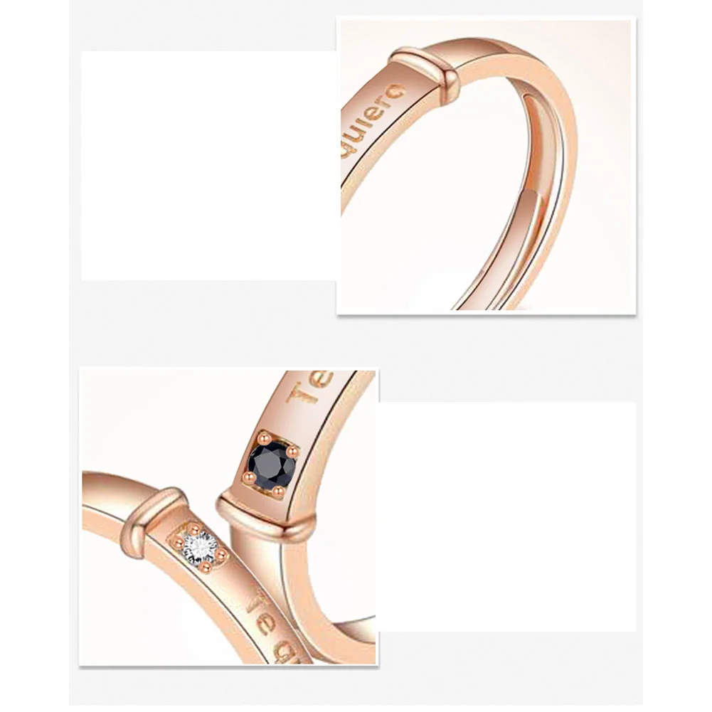 Adjustable Couples Letters Ring, Gold-Plated Jewelry Accessories