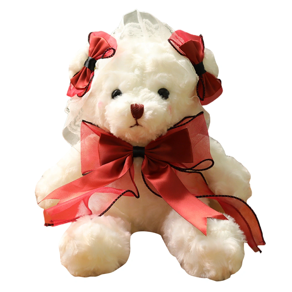 Children Bear Shaped Plush Toy, Stuffed Doll with Ribbon Bow-knots