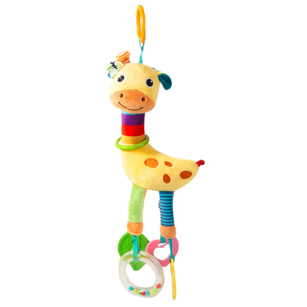 Baby Hand Bell Toys Cartoon Plush Giraffe Animals Doll with Teether