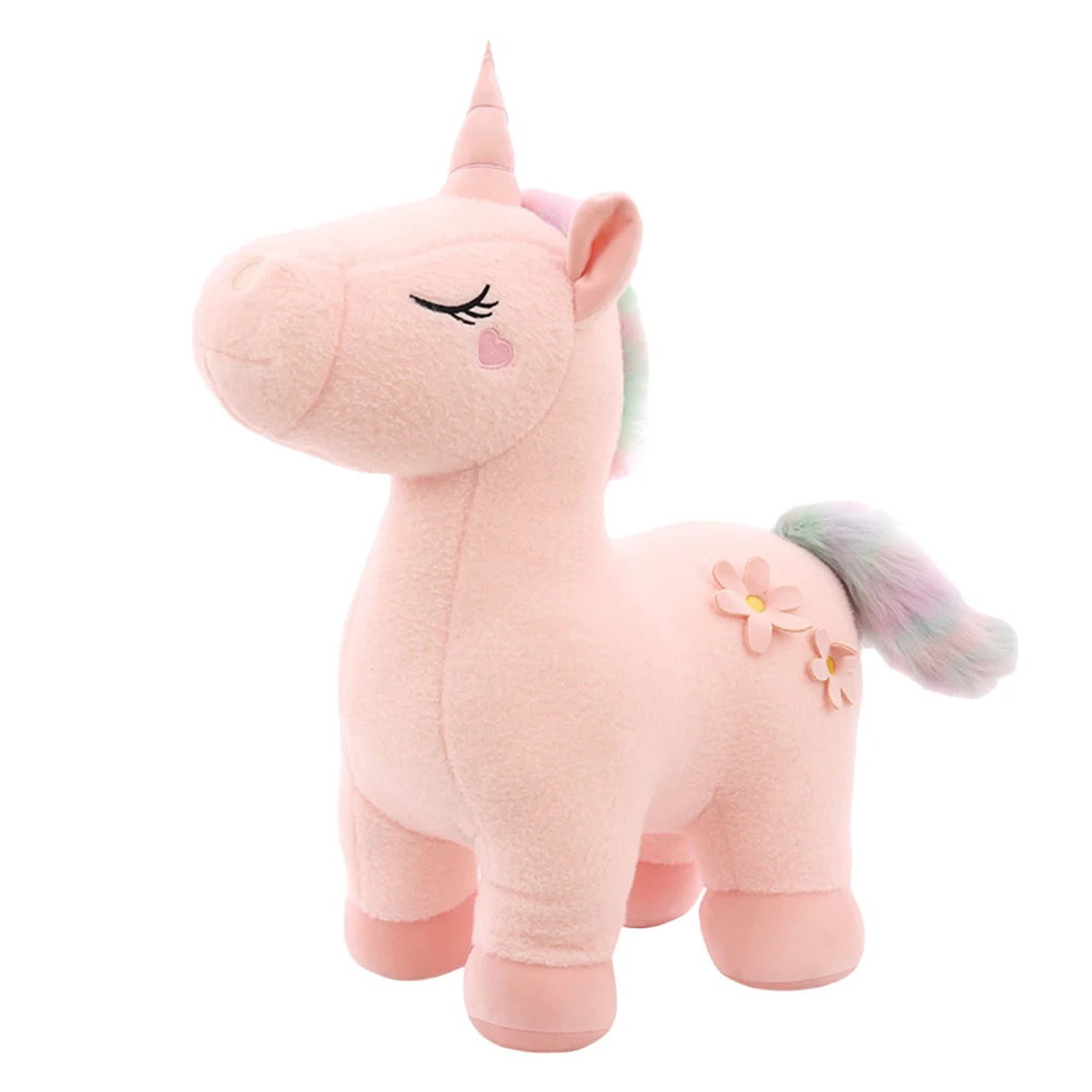 Cartoon Plush Dolls, Closed Eyes Colorful Hair Tail Unicorn Plush Toys