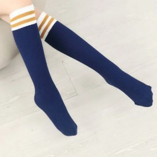 Girls' High Tube Striped Over Knee Stockings Knitting Stretch Socks