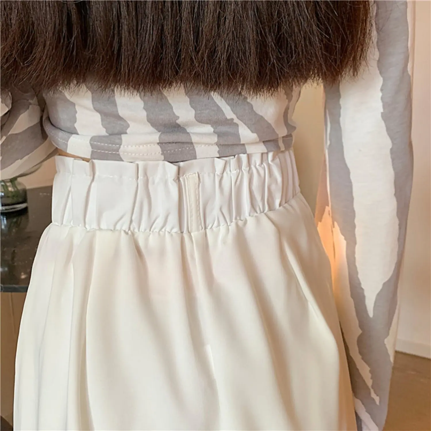 Women High Waist Wide-leg Pants, Solid Color Loose Style Trousers