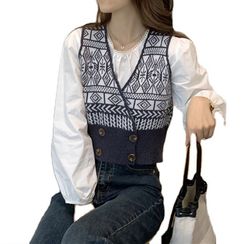 Women’s V Neck Sweater Vest, Bohemian Knitted Button Down Tank Tops