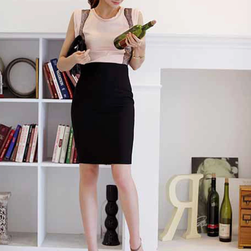 Women’s Fashion Solid Color High Waist Tight Mid-length Skirt