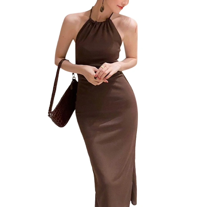 Women Summer Bandage Halter Dress Sleeveless Backless Evening Gowns