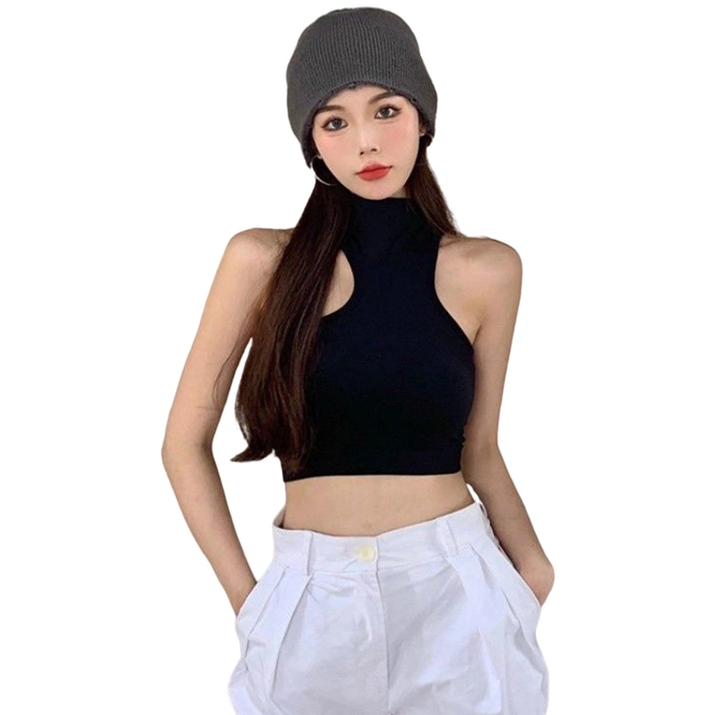 Women Summer Crop Tops, Mock Neck Asymmetric Off-Shoulder Tank Tops