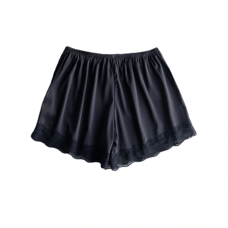 Women Privacy Safety Shorts, Solid Color Lace Anti-Glare Thin Shorts