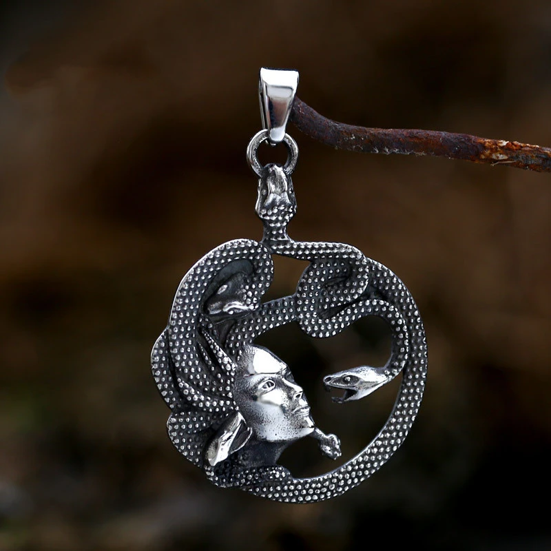 Nordic Vintage Stainless Steel Snake Pendant