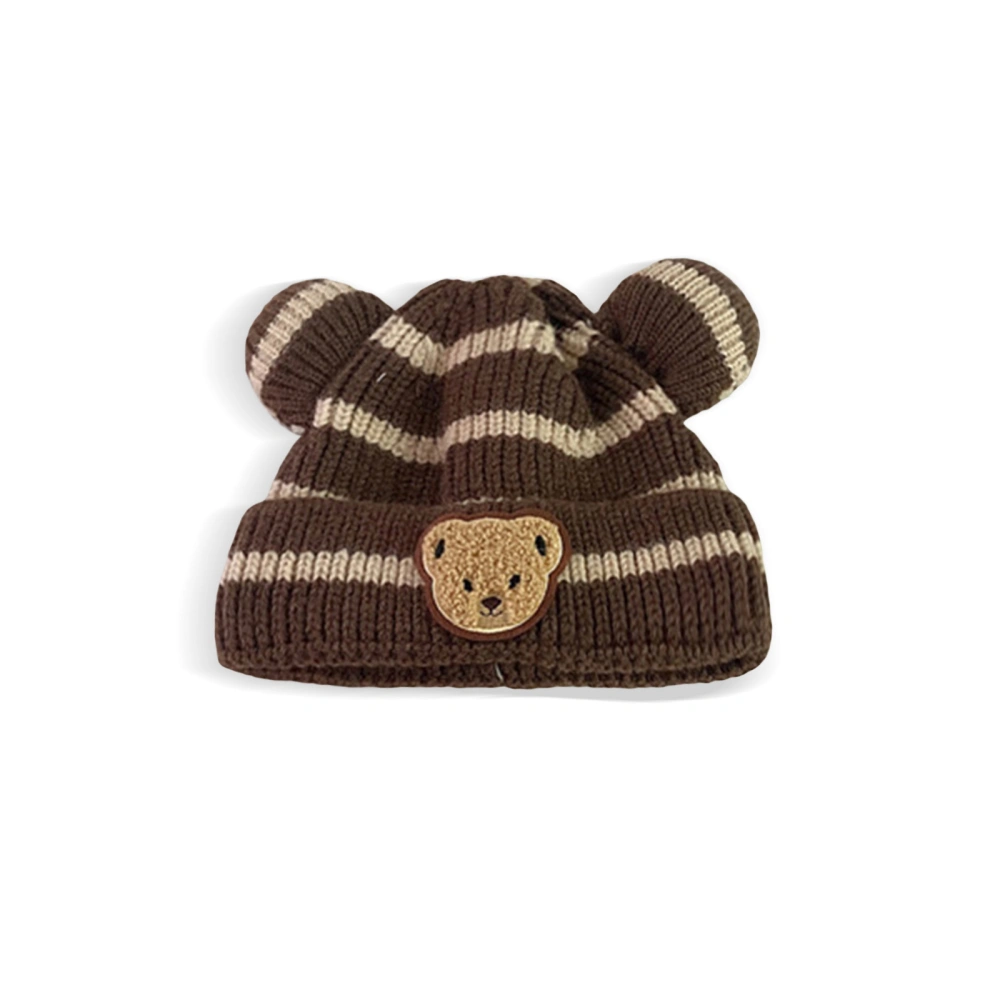 Baby Girls Boys Beanie Stripe Cute Ears Bear Embroidery Warm Cap