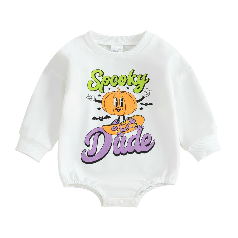 Baby Sweatshirt Jumpsuit Pumpkin&Letter Print Long Sleeve Romper