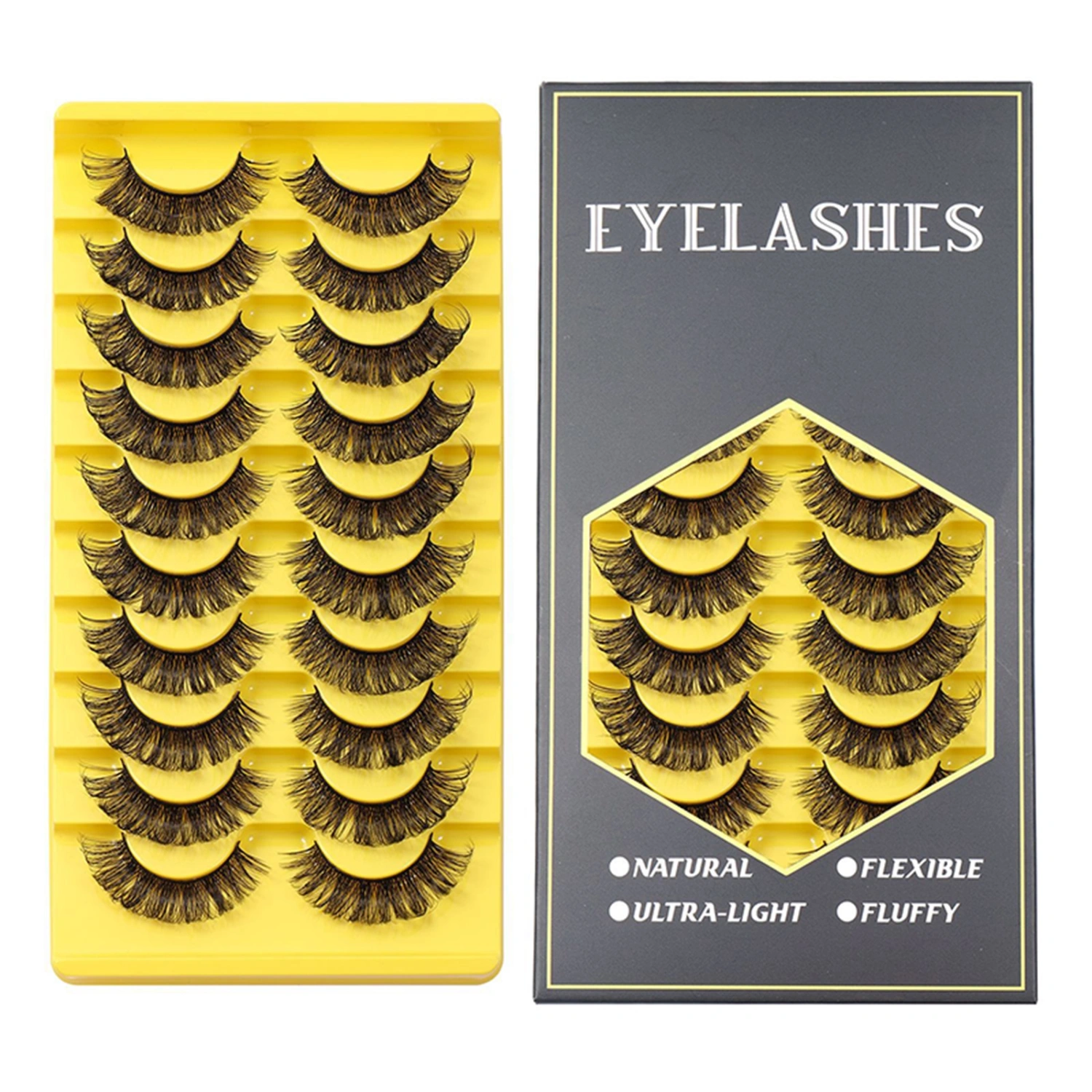 10 Pairs Dramatic Fake Eyelashes Fluffy Long Strip Lashes Eyelashes