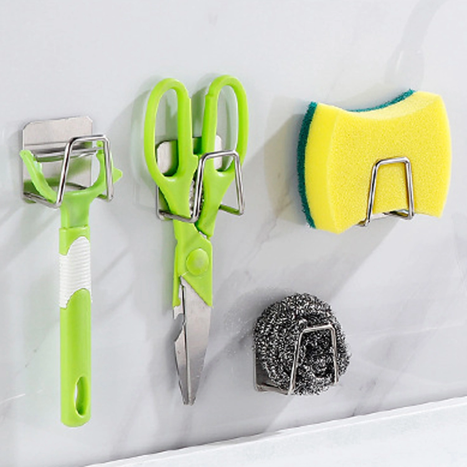 Adhesive Sponge Holder for Kitchen Sink, Stainless Steel Hanger