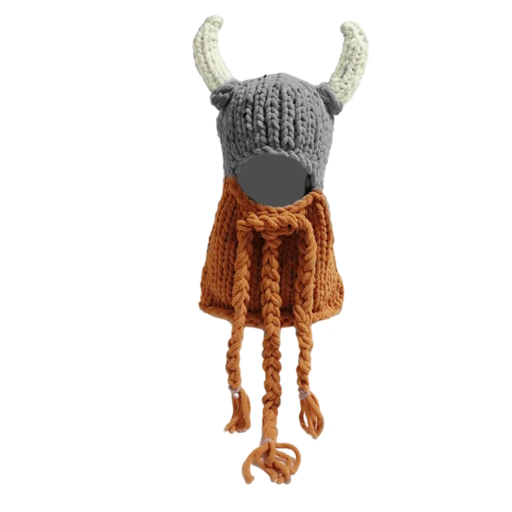 Winter Beanie Cute Knitted Cartoon Horns Hat Thickened Warm Balaclava