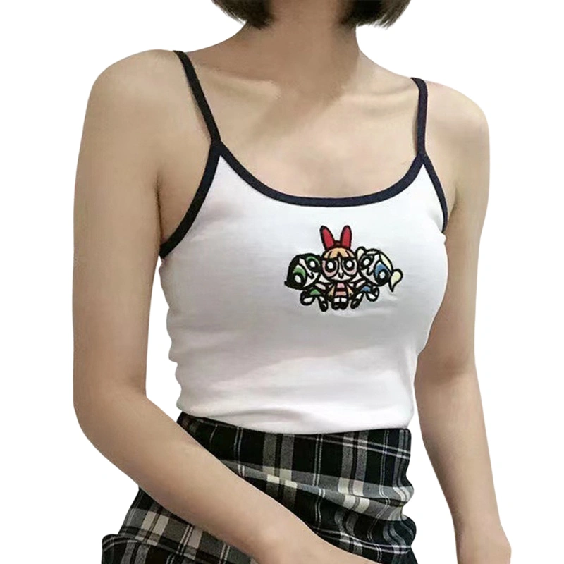 Women's Summer Sleeveless Backless Cartoon Print Skinny Camisole