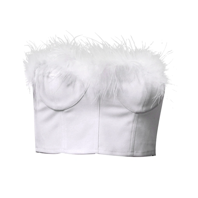 Women Tube Top, Strapless Backless Furry Patchwork Summer Ladies Vest