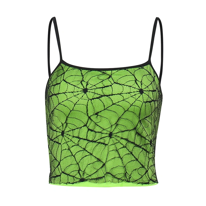 Women's Summer Camisole, Spaghetti Strap Low Cut Spider Web Vest