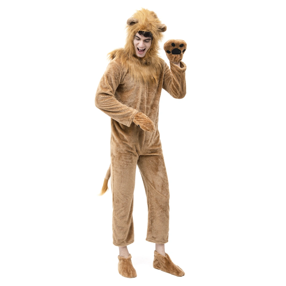 Kids Halloween Lion Costume Jumpsuit with Headwear Gloves Shoe Covers