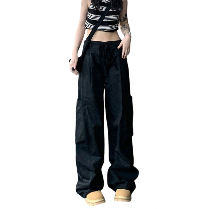 Women Cargo Pants, High Waist Loose Straight Trousers with Pockets