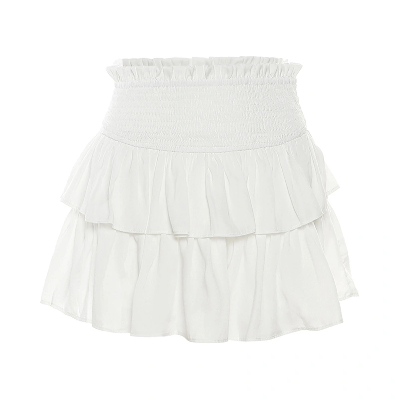 Women Mini Skirt, High Waist Pleated Solid Summer Layered Skirt