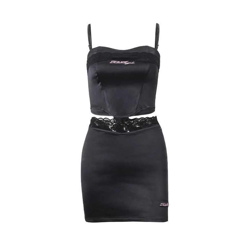 Women Summer Skirts Outfits Letter Embroidery Camisoles Mini Skirts