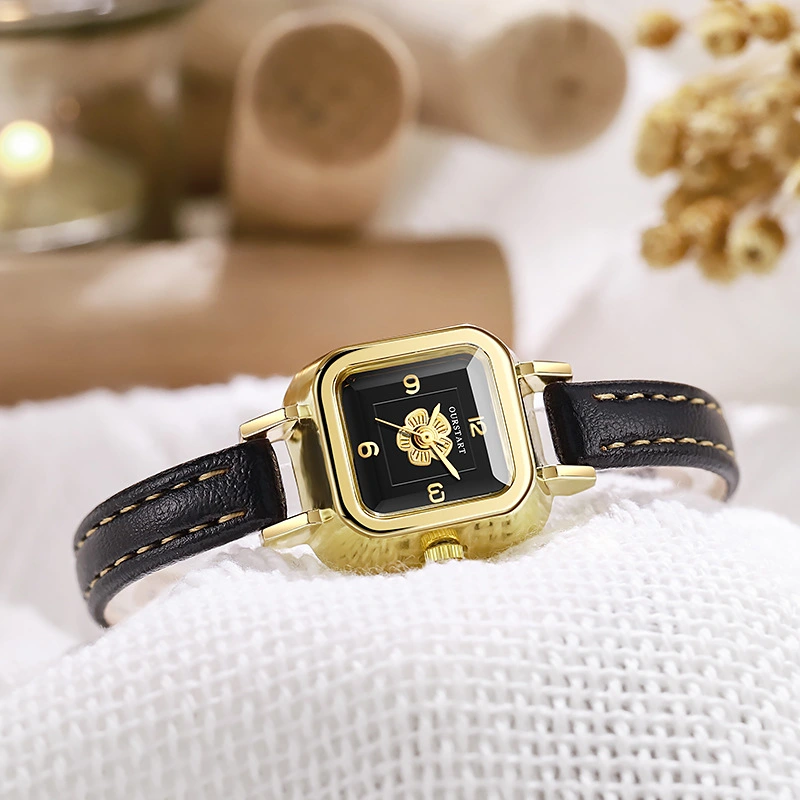 Fashion Ladies Watch Douyin Explosive Korean Style Small Square Flower Quartz Belt Watch