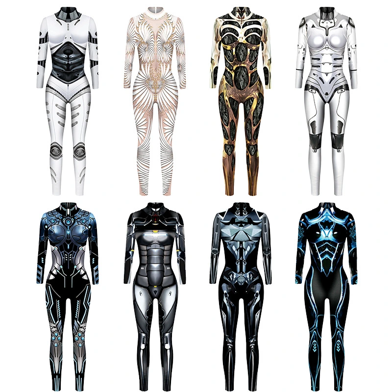 Machine Armor 3D Digital Printing Slim Slimming Jumpsuit For Women