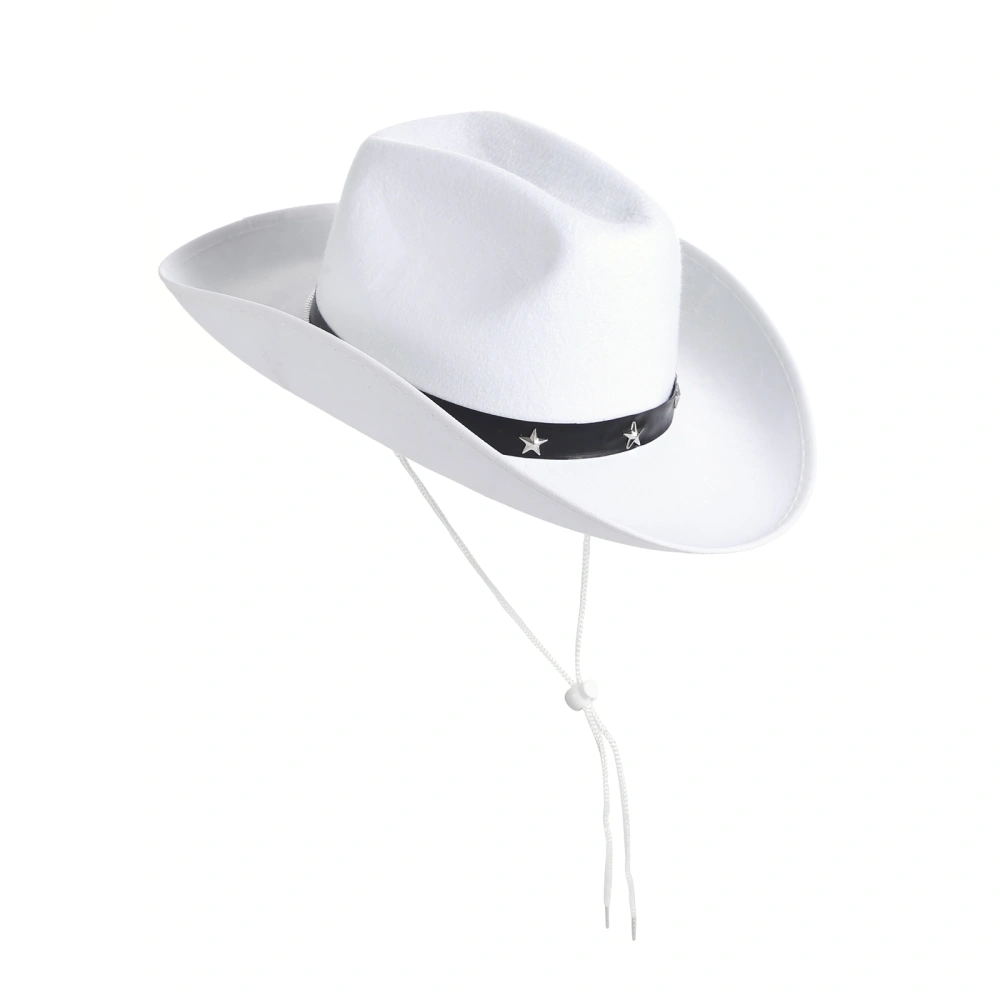 Women Men Cowboy Hat Creative Stars Rivet Wide Brim Cowgirl Cap