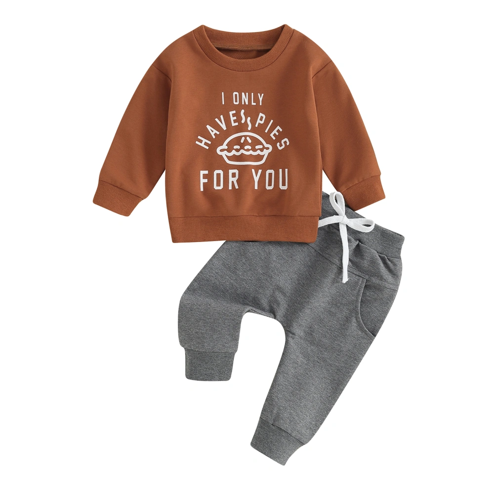 Boys Long Sleeve Letter Print Sweatshirt and Drawstring Pants Sets  