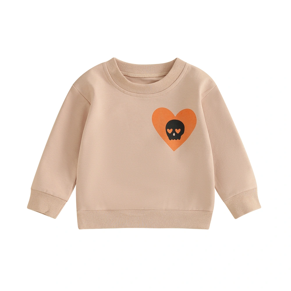 Kids Baby Girl Sweatshirt Halloween Skull Heart Print Pullovers 