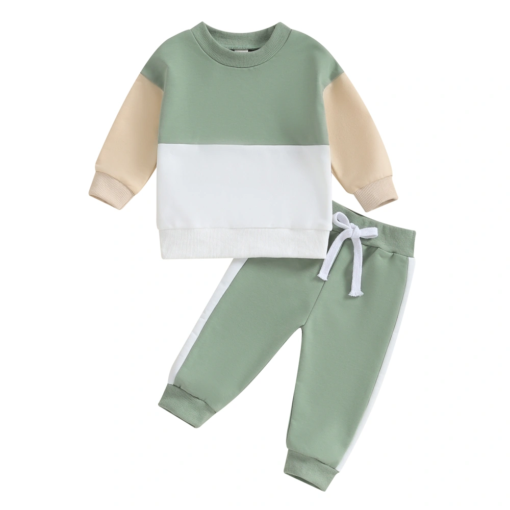 Baby Boys Casual Contrast Color Sweatshirt and Elastic Waist Pants