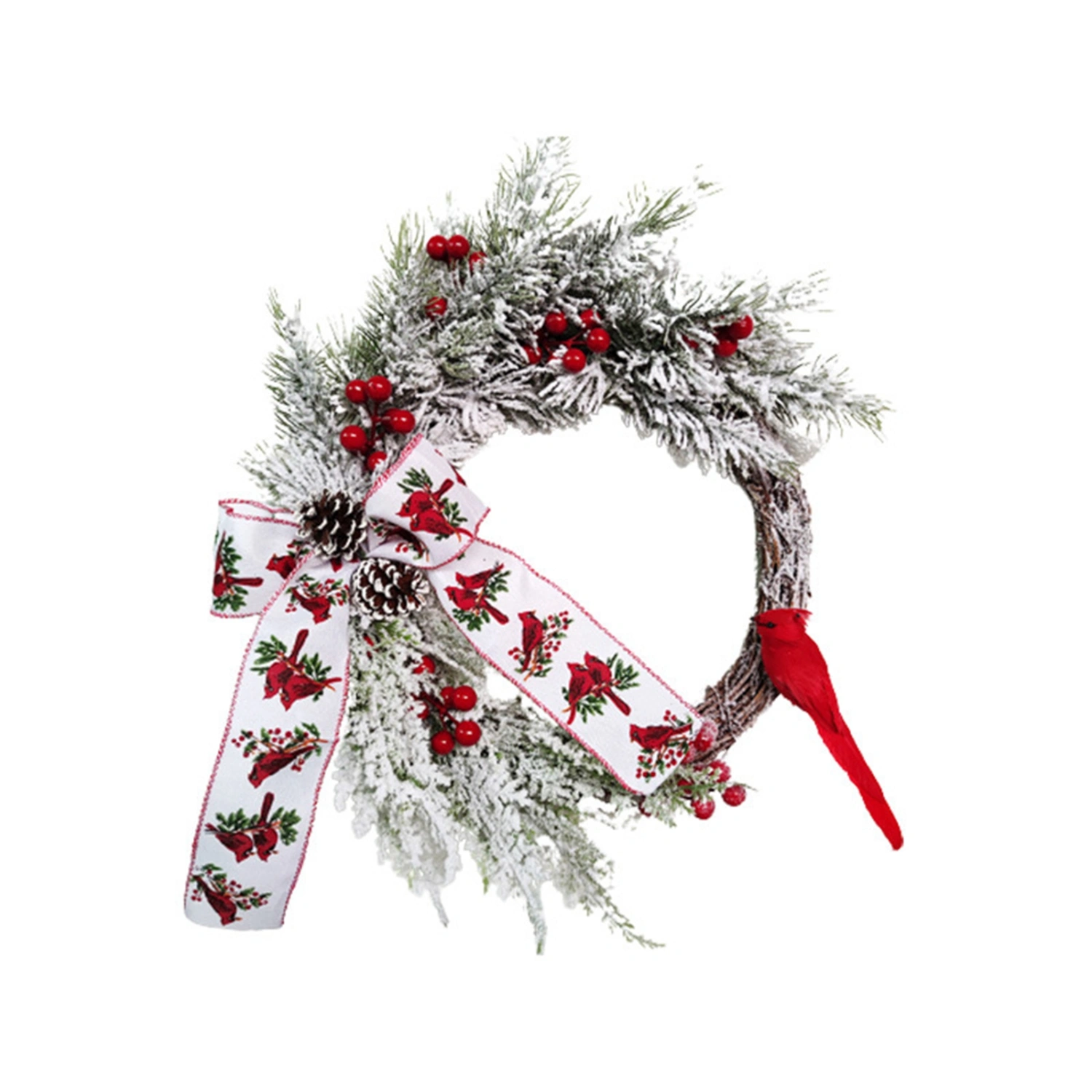 Christmas Wreath, Red Cardinal Bird Farmhouse Wreath Home Decor