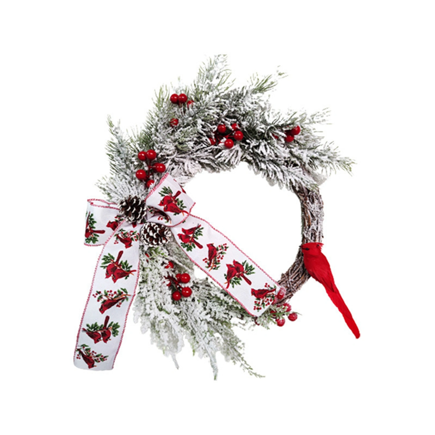 Christmas Wreath, Red Cardinal Bird Farmhouse Wreath Home Decor
