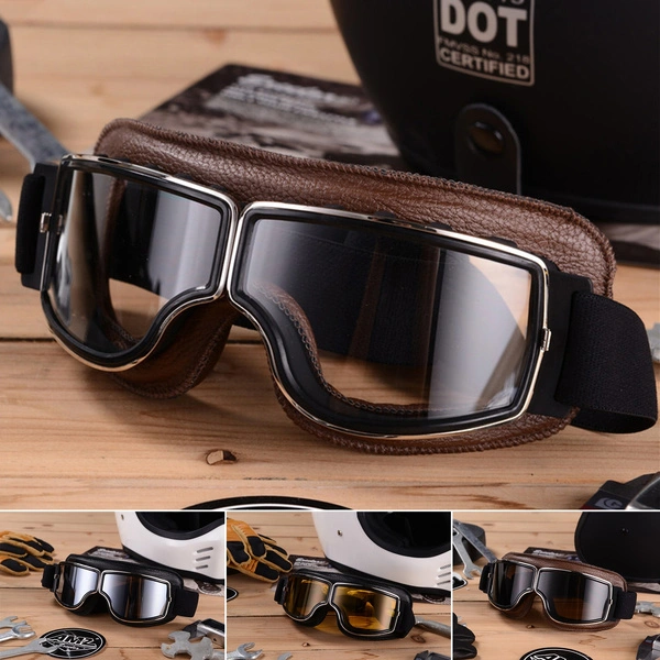 Motocross Motorcycle Riding Goggles ATV Dirt Off-Road Vintage Scooter Pilot Helmet Goggle Skiing Men Women Adult