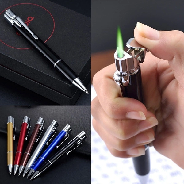 New hot-selling creative ball-point pen inflatable windproof lighter fashion personality multi-function ball-point pen lighter combination gift factory direct sales