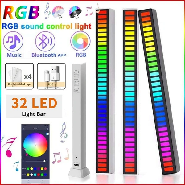 RGB Sound Control Wireless Stereo Music Spectrum LED Light Audio Level Indicator Pickup Rhythm for Car Player Atmosphere Bedroom Ambient Lighting