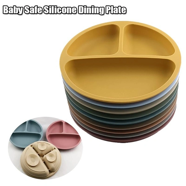 1Pc Baby Safe Silicone Dining Plate Solid Cute Cartoon Children Dishes Toddle Training Tableware Kids Feeding