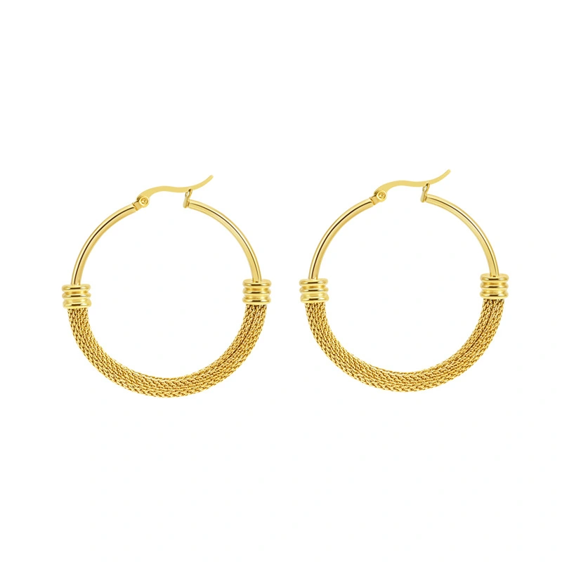 Popular Exaggerated Stainless Steel Circle Woven Earrings
