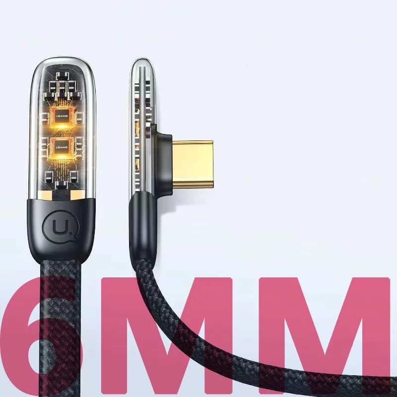 Ultra-thin Charging Cable Transparent Digital Display Elbow