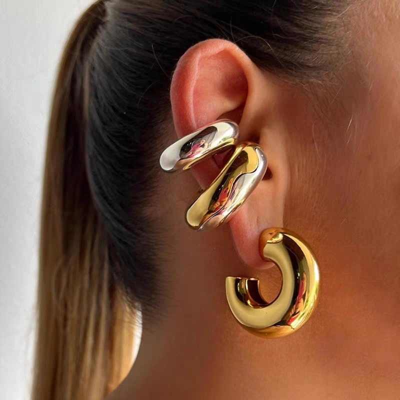 Bold Round Hollow C- Shaped Earrings